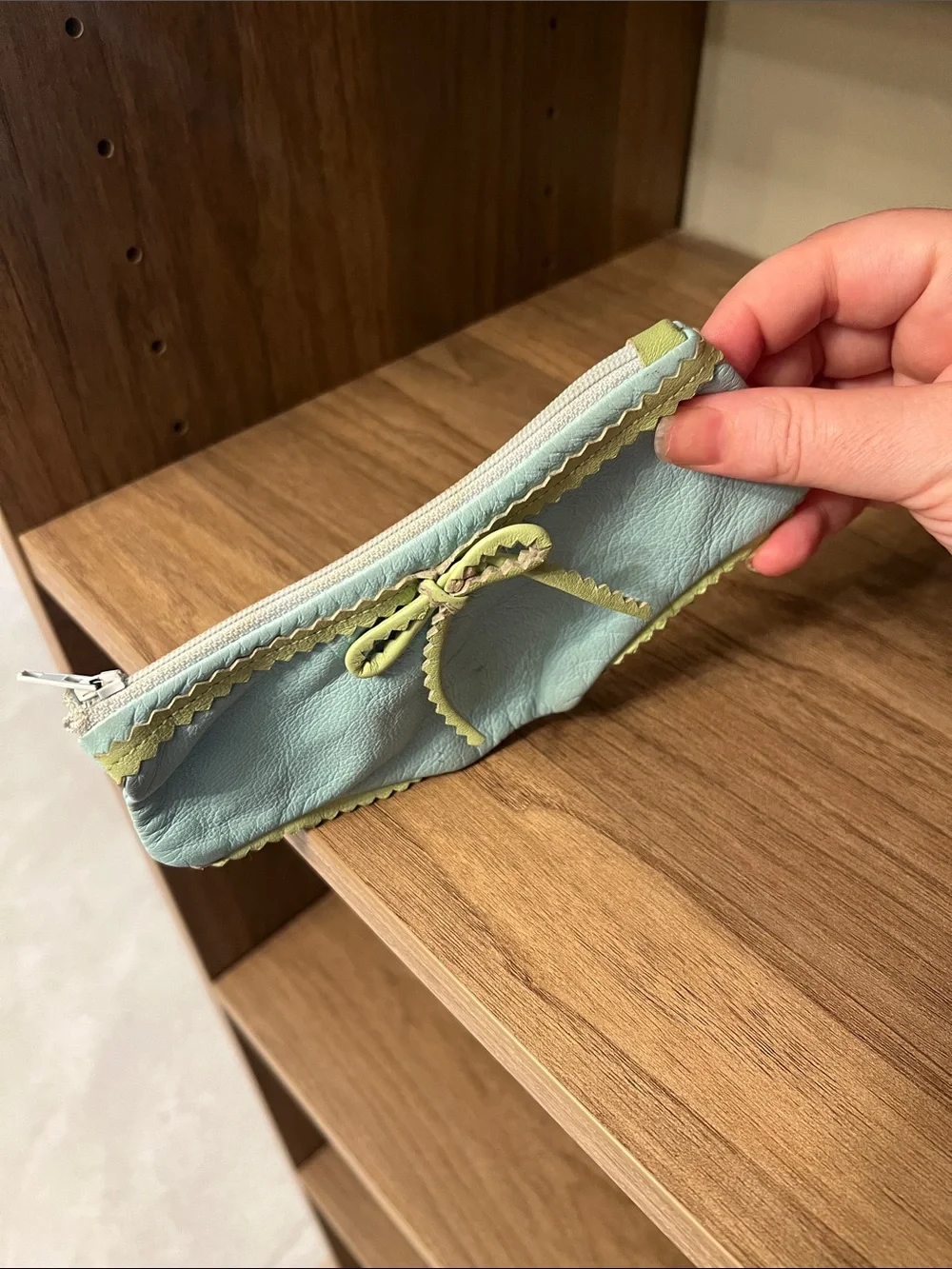 Mint and Lime Leather Zip Wallet - Women Bags Wallets